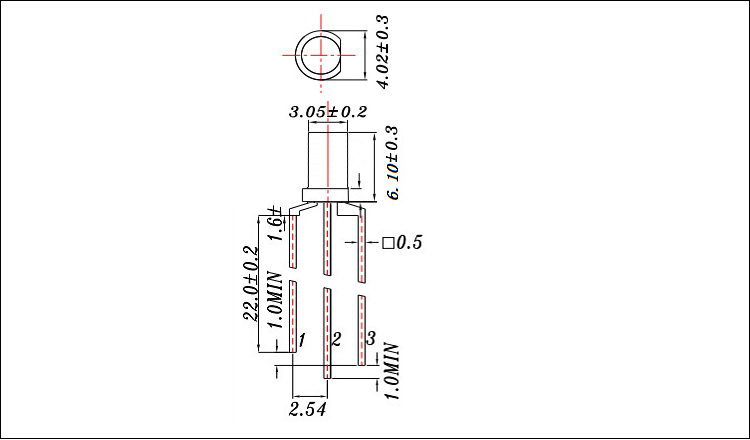 深圳3mmf3高平頭直插紅藍雙色共陰極LED燈珠發(fā)光二極管封裝尺寸