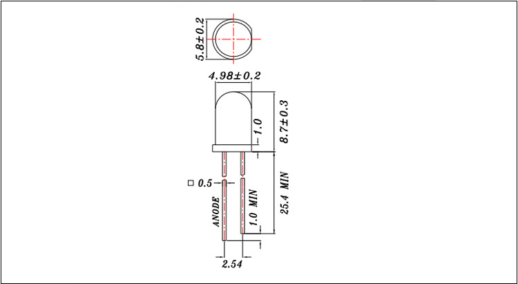 東莞5mm圓頭黃發(fā)黃光led燈珠發(fā)光二極管封裝尺寸